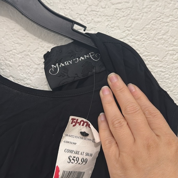 Mary Jane Black Sleeveless Dress with Green Printed Hem Size S NWT - Picture 5 of 6